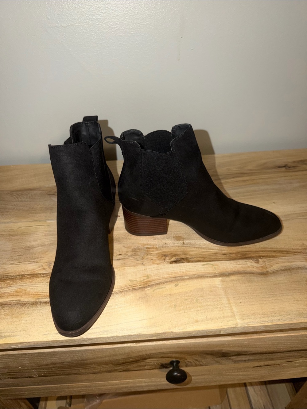 LOFT Black Ankle Booties with Stacked Heel